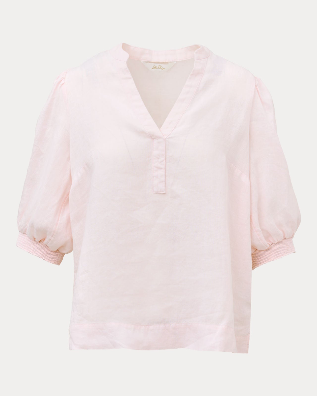 Mialeigh Elbow Sleeve Linen Top Pink Muse X Resort White