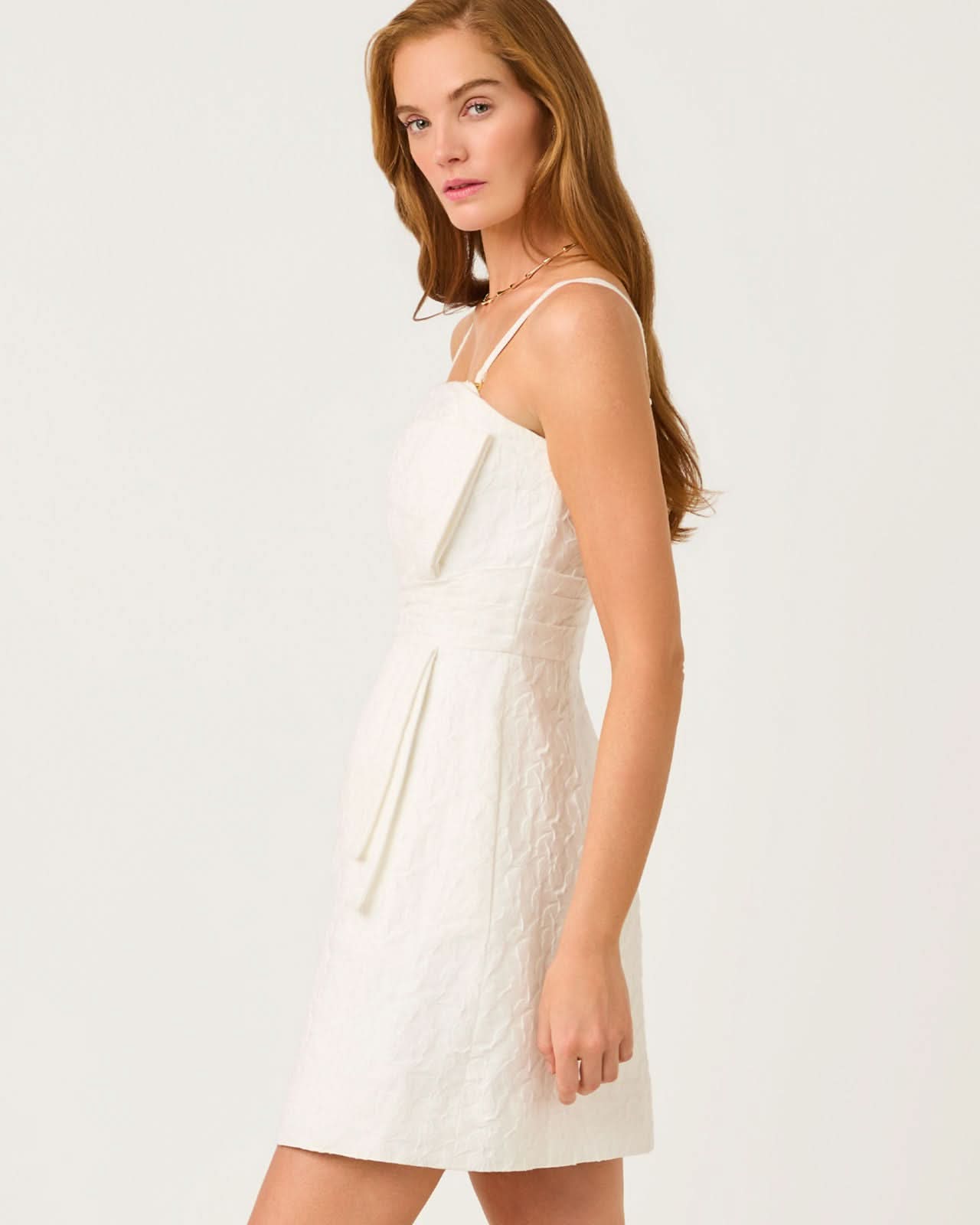 Amra Strapless Dress Resort White Floral Stretch Jacquard