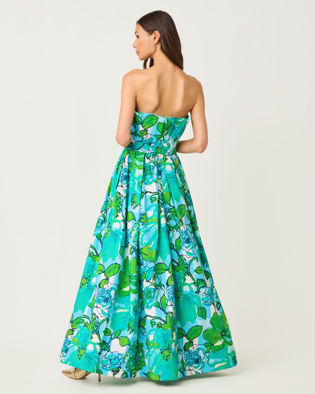 Ivella Maxi Dressss Capri Blue Rousseaus Roses Overlay