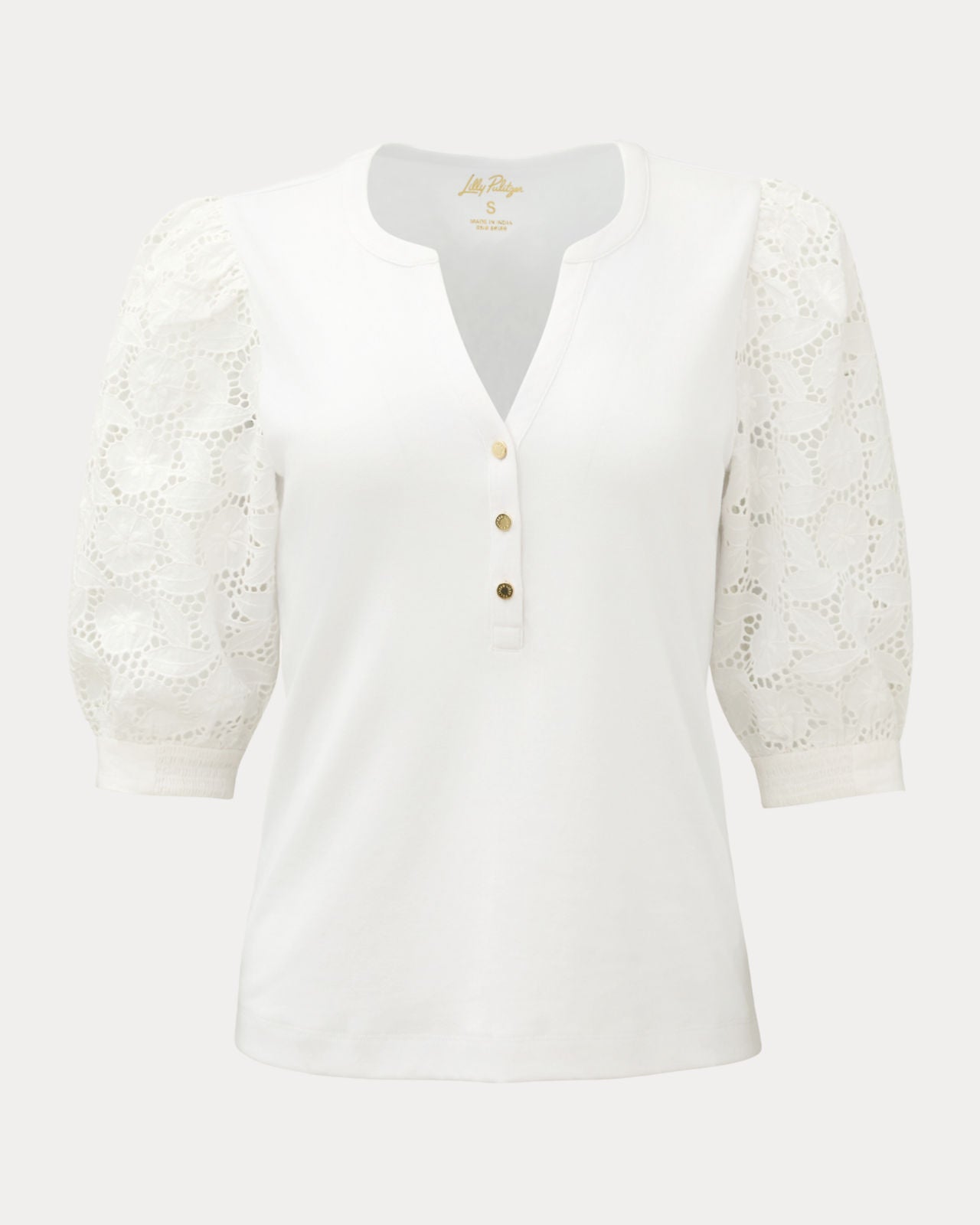 Ronson Eyelet Knit Top Resort White