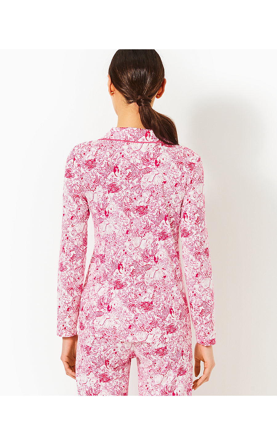 PJ KNIT LS BUTTON-UP TOP - RASPBERRY ROUGE - ANIMAL MAGNETISM