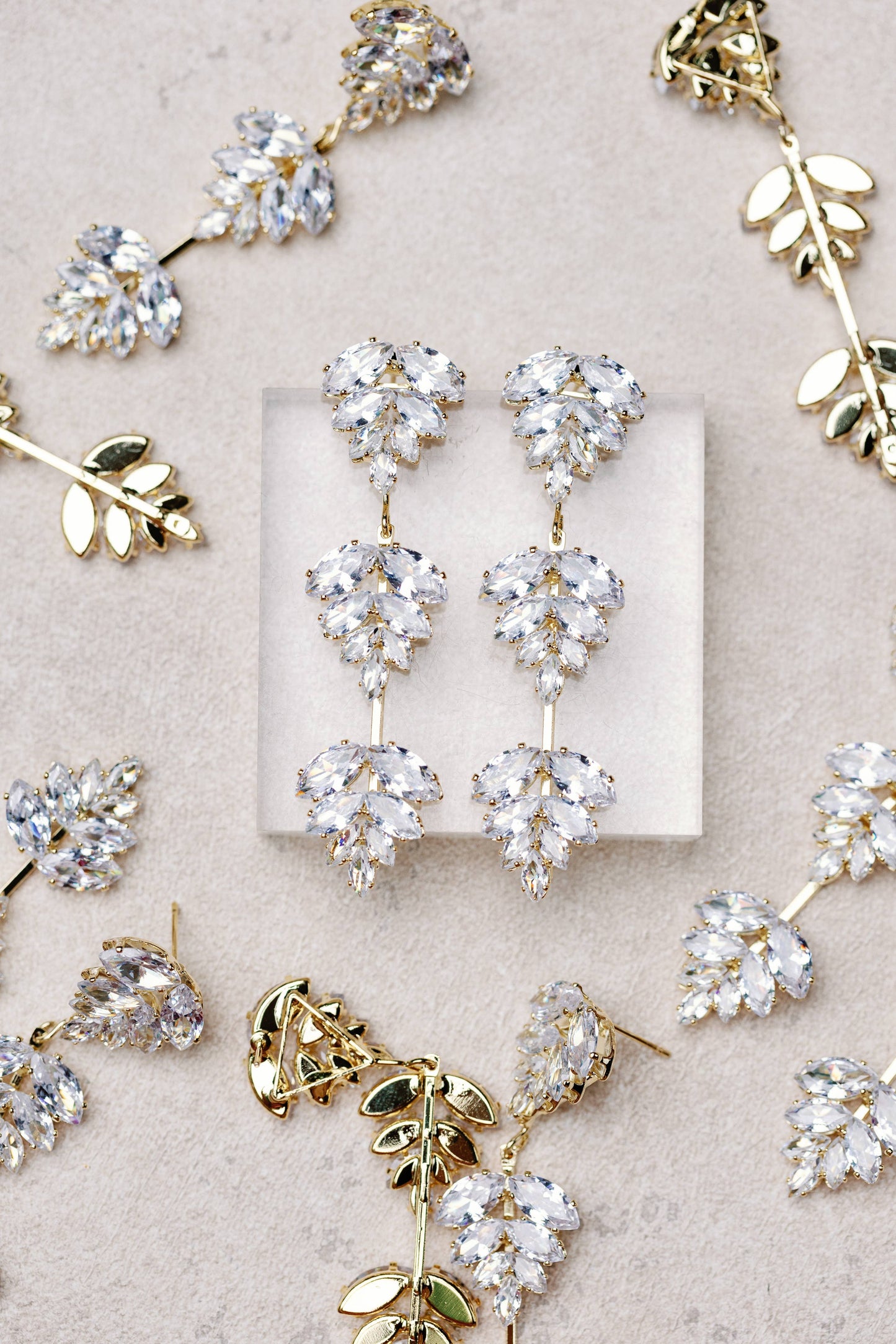 St Armands Designs of Sarasota - Gold Palm Diamond Drop Earrings