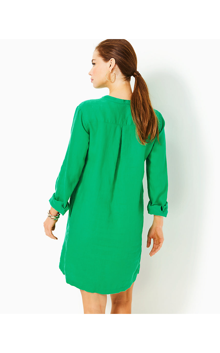 RHODA LONG SLEEVE POPOVER DRESS - BRAZILIAN GREEN