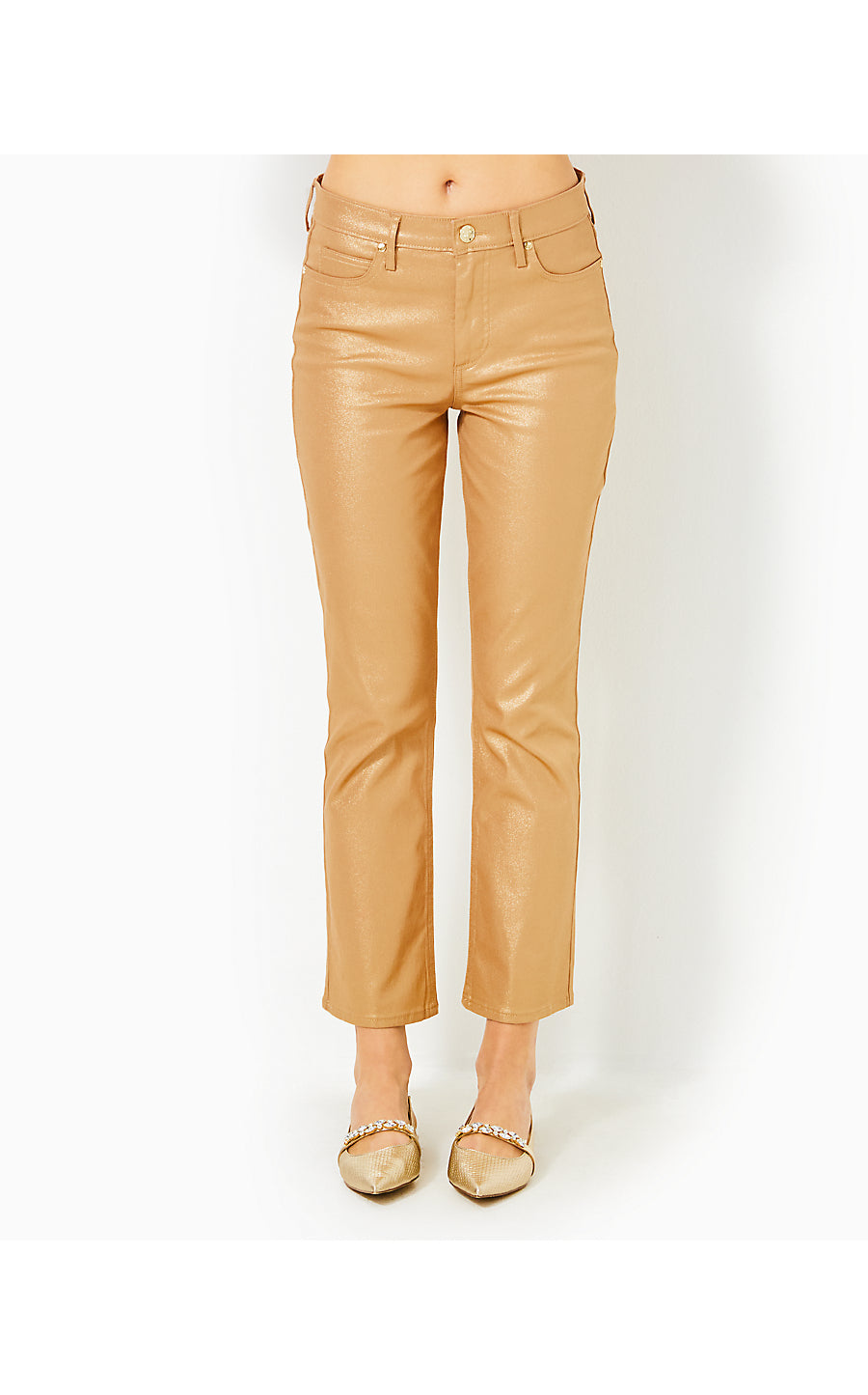 LIZA SHIMMER CROP FLARE - GOLD METALLIC