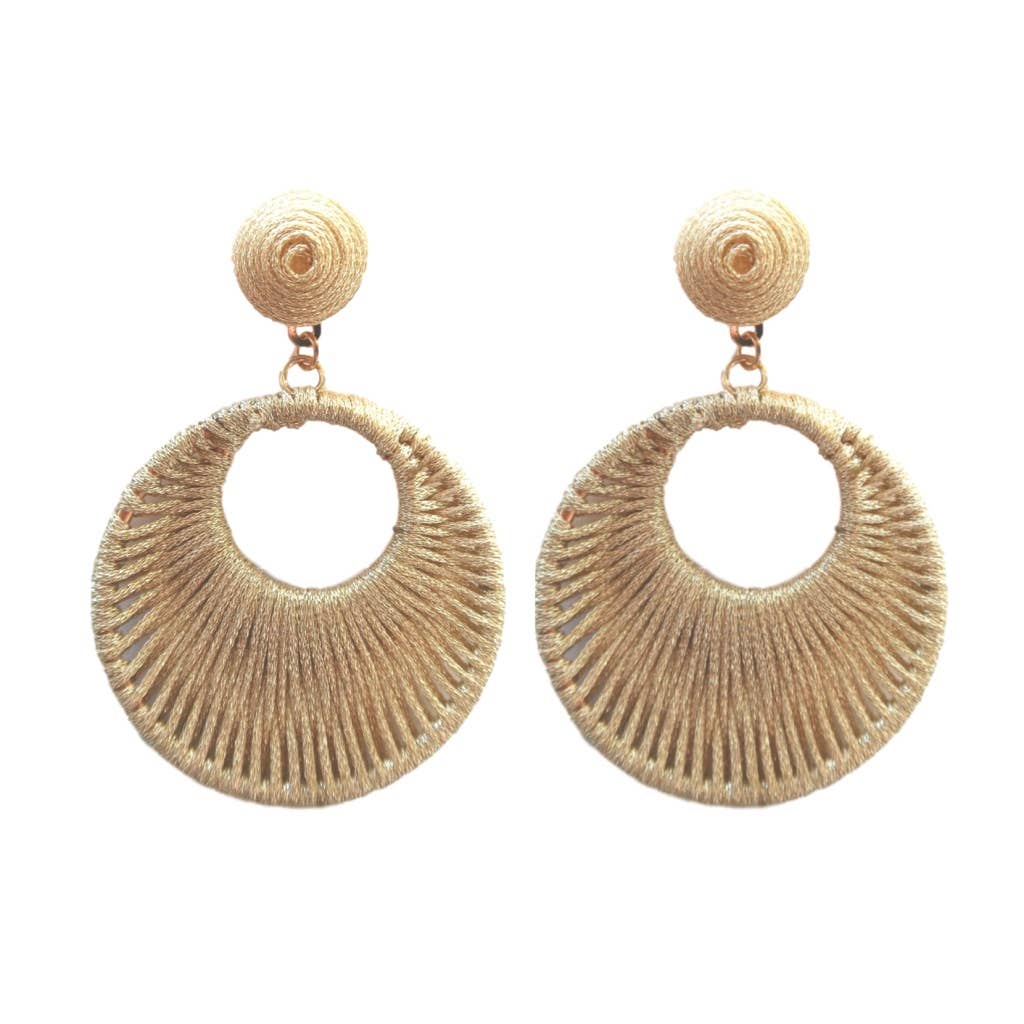 St Armands Designs of Sarasota - Gold Metallic Wrapped Bali Statement Drop Earrings