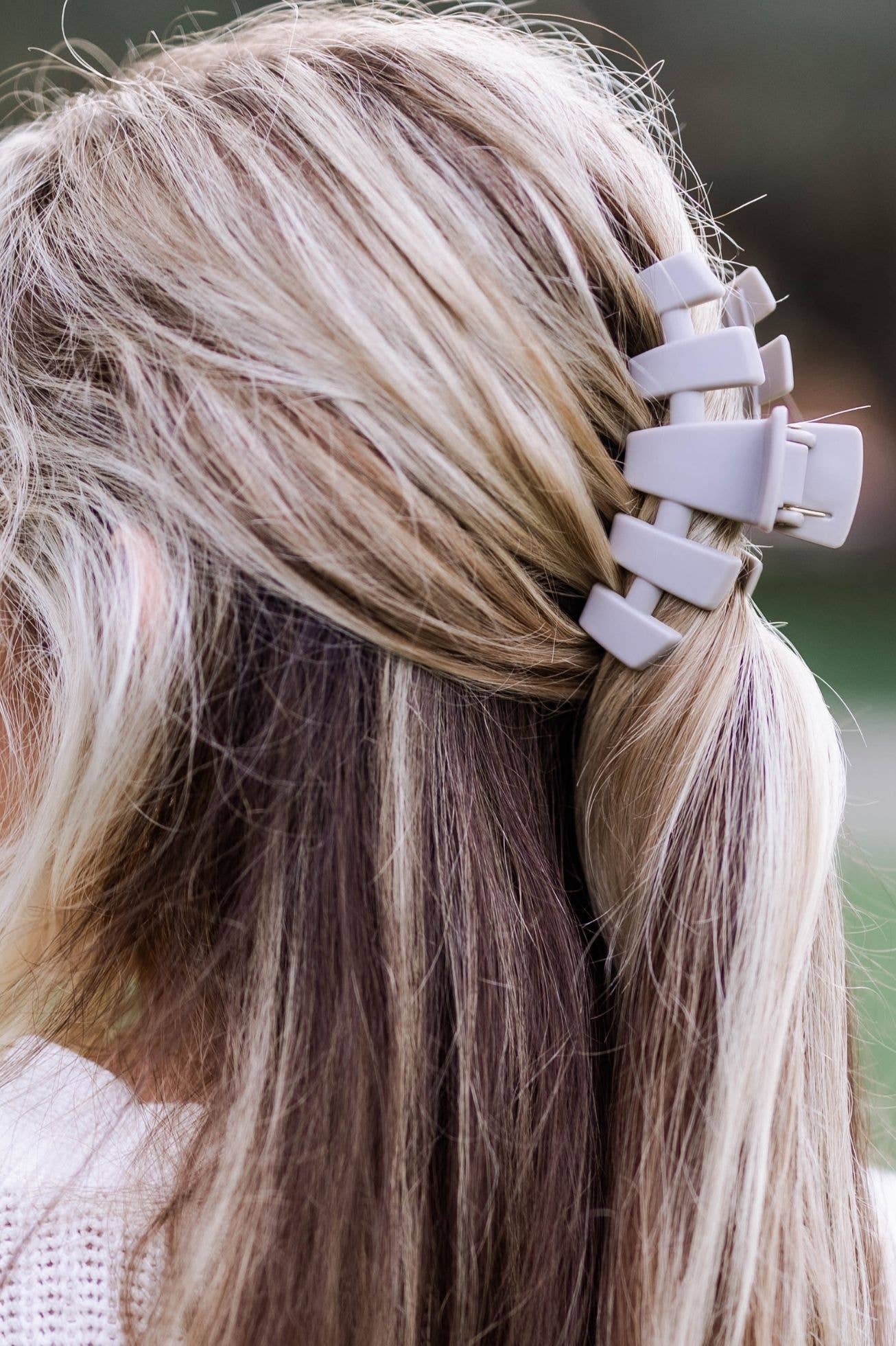 TELETIES - Classic Hair Clip | Med. | Silver Flames