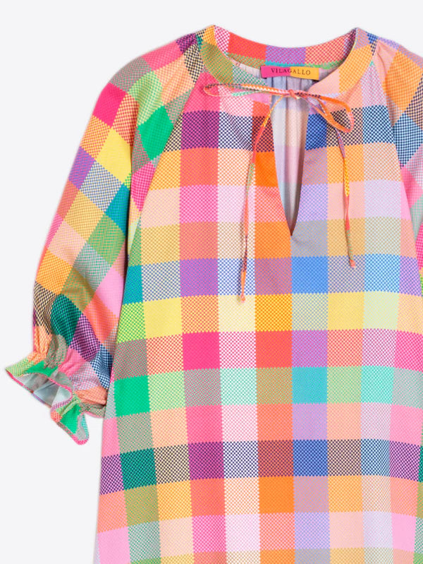 MULTICOLOR GINGHAM PLAID DRESS