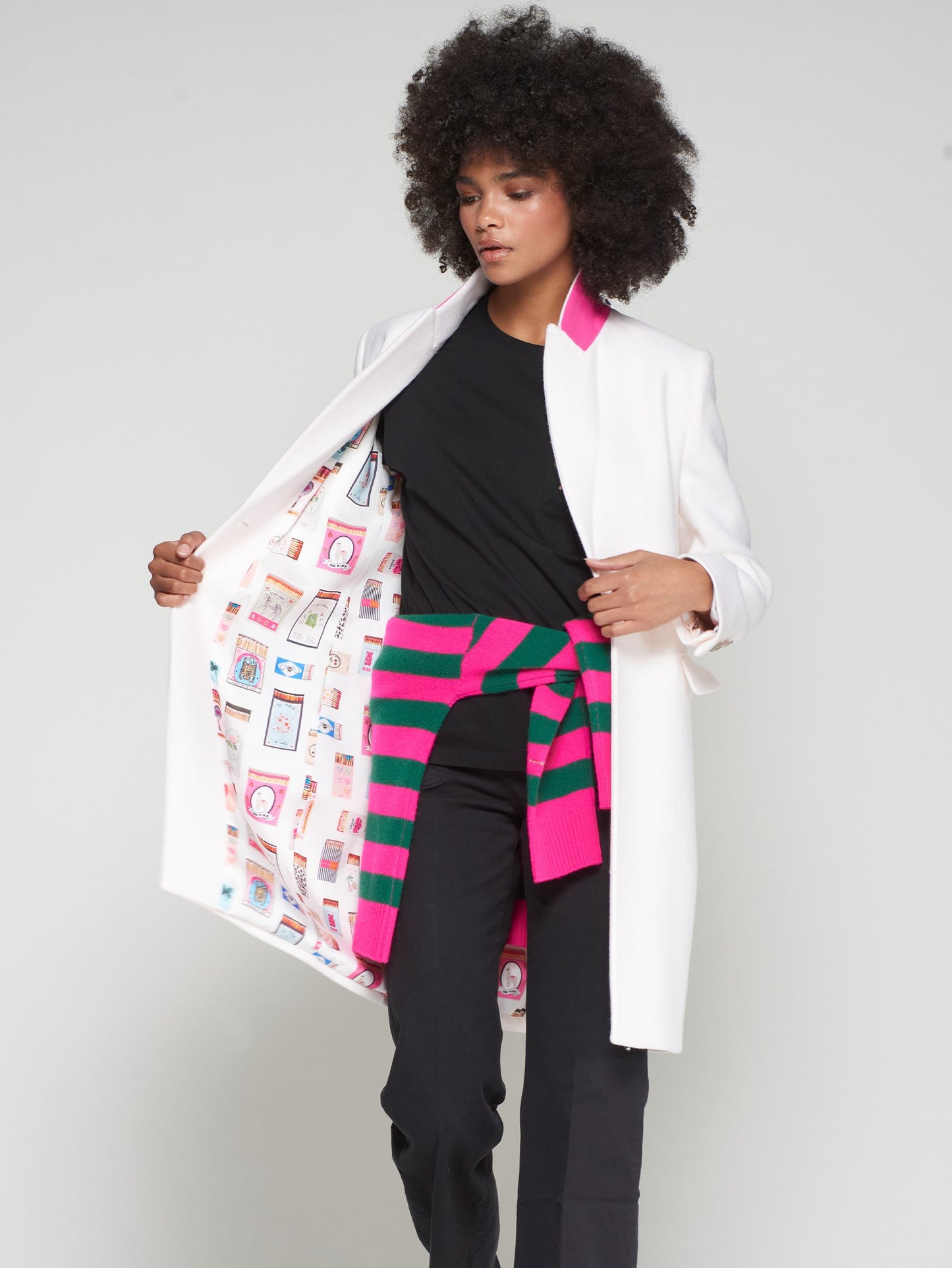 ECRU COAT WITH CONTRAST COLLAR/COAT ARICIA CRUDO LANA