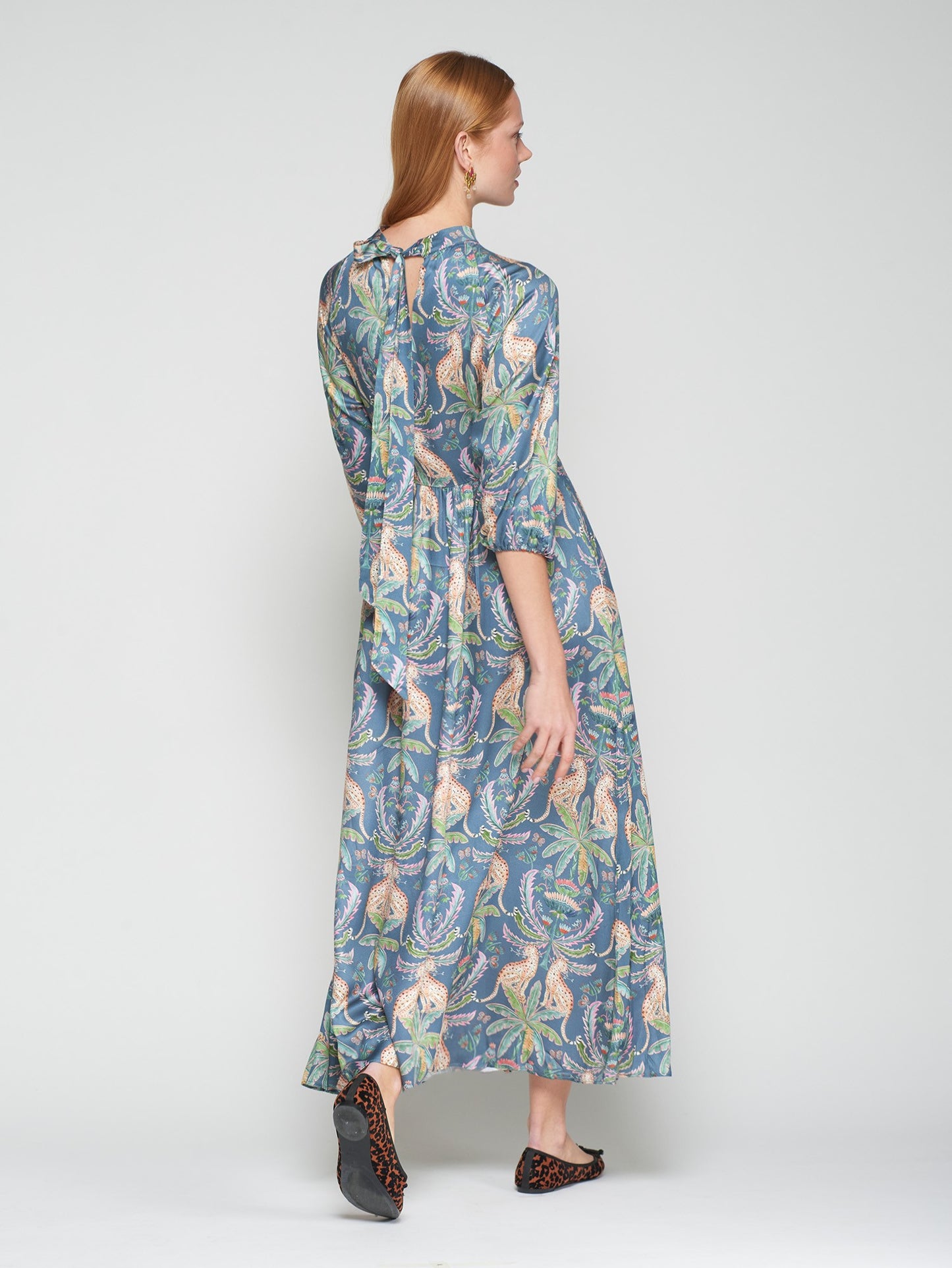 DRESS IRIA LEOPARDOS PALMERAS PRINT