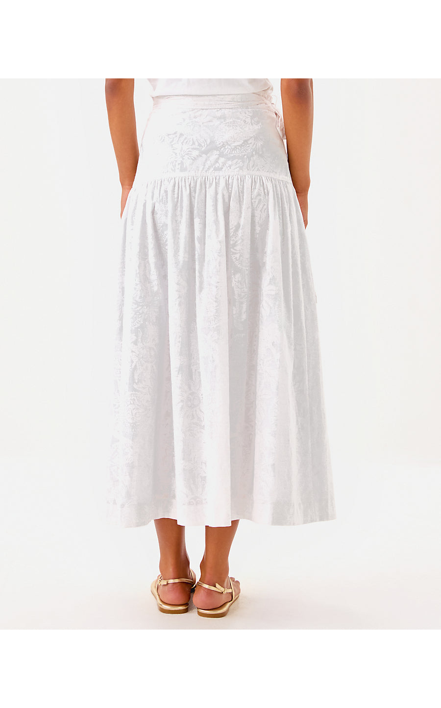 CORINA MIDI SKIRT - RESORT WHITE - CATCHIN RAYS OVERPRINT