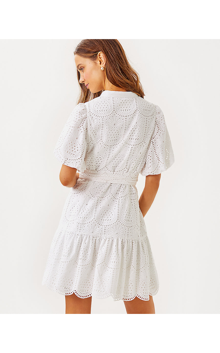 XYLIA DRESS - RESORT WHITE - PINEAPPLE TILE EYELET