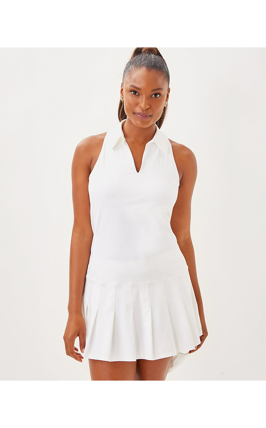 DANIA PLEATED DRESS - RESORT WHITE