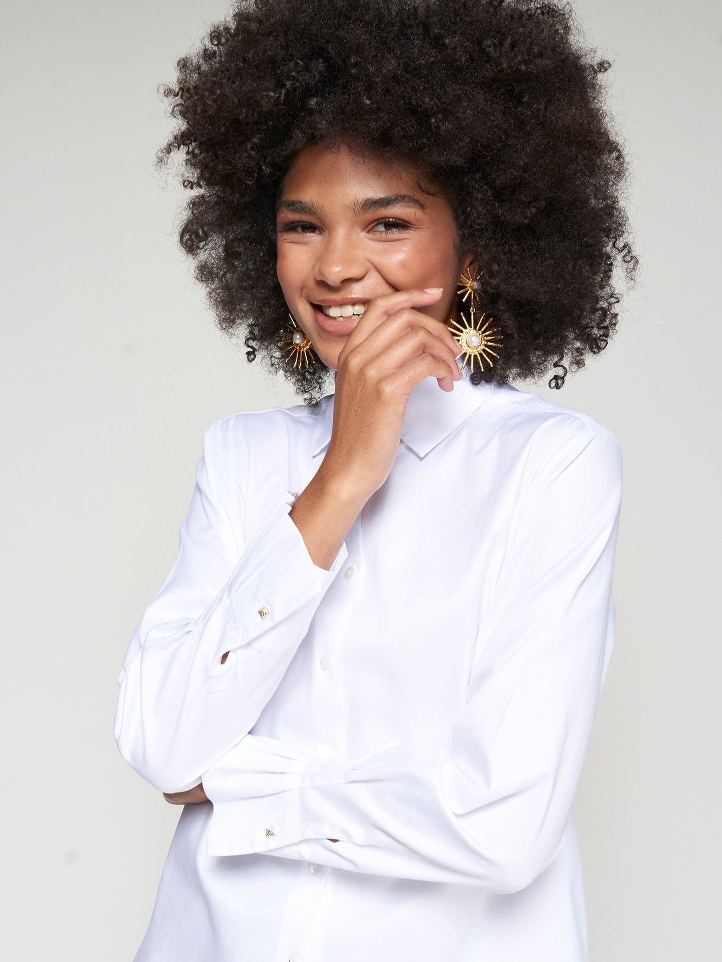 SHIRT TABLEADO PUÑO ESPIGA BLANCA