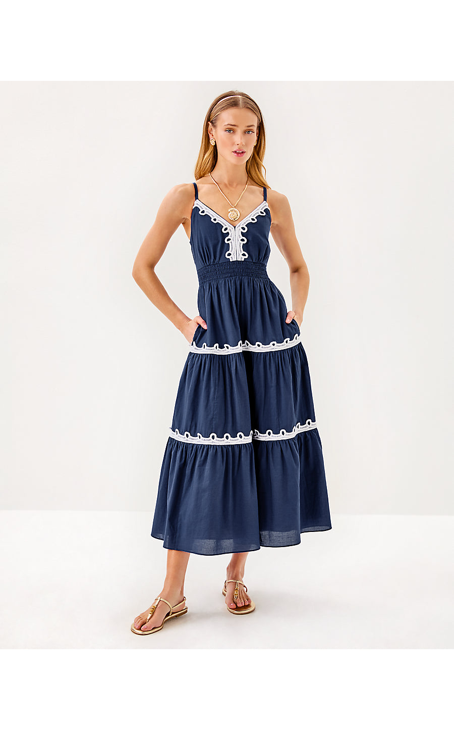 ZANNA COTTON MIDI DRESS - SAPPHIRE POOL