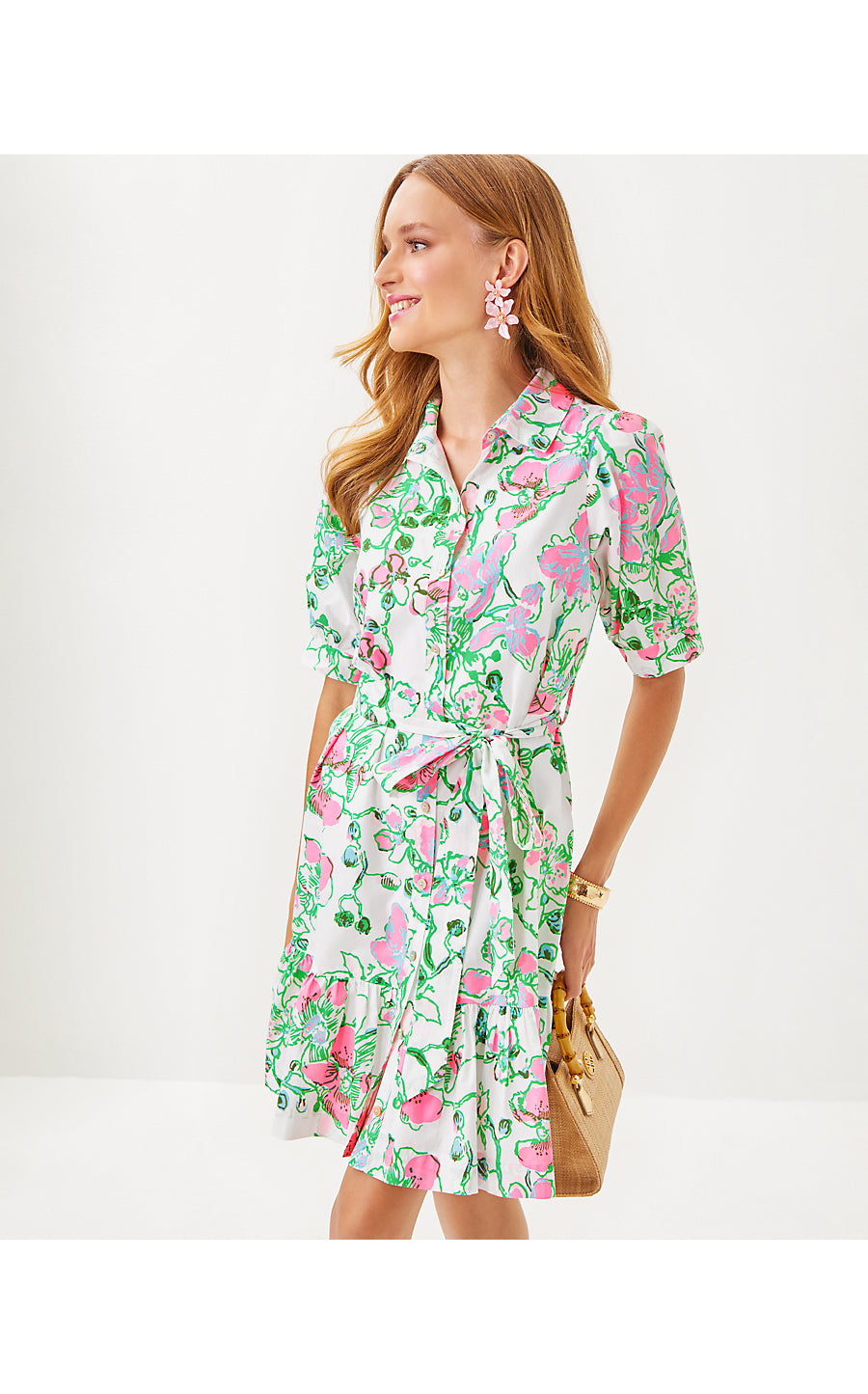 SASHRIA DRESS - MULTI - OVERSIZED ORCHIDS ON THE AVENUE ALLOVER