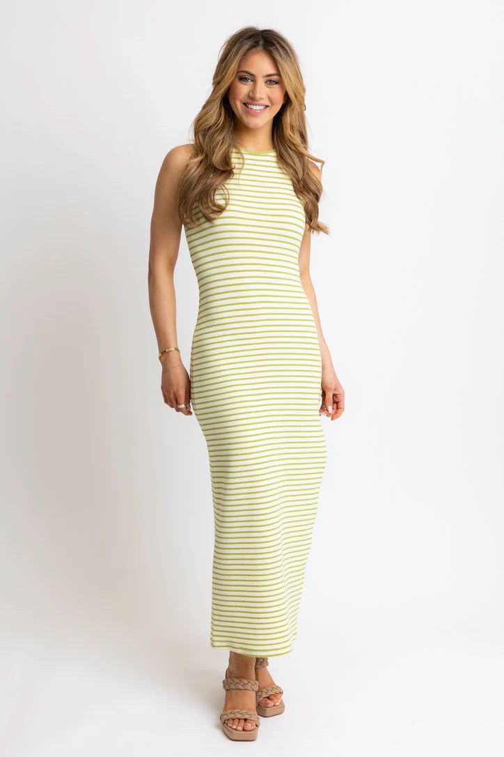 TANK MAXI DRESS - KNIT STRIPE - GREEN