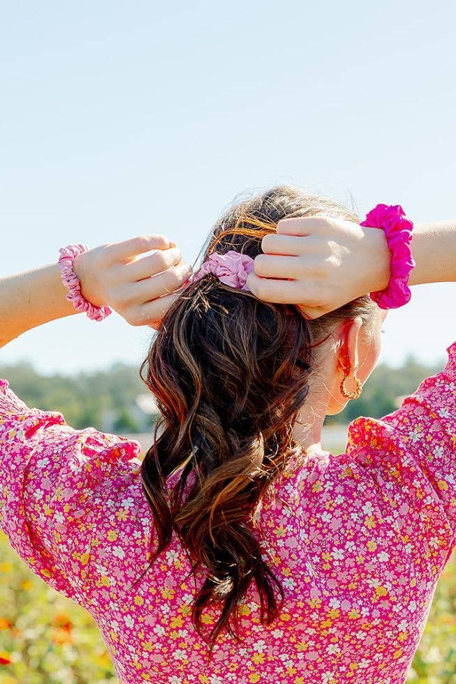TELETIES - Silk Hair Scrunchie | Small | Rose All Day