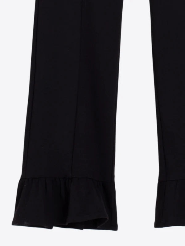 Knit Ruffled Pant - Black