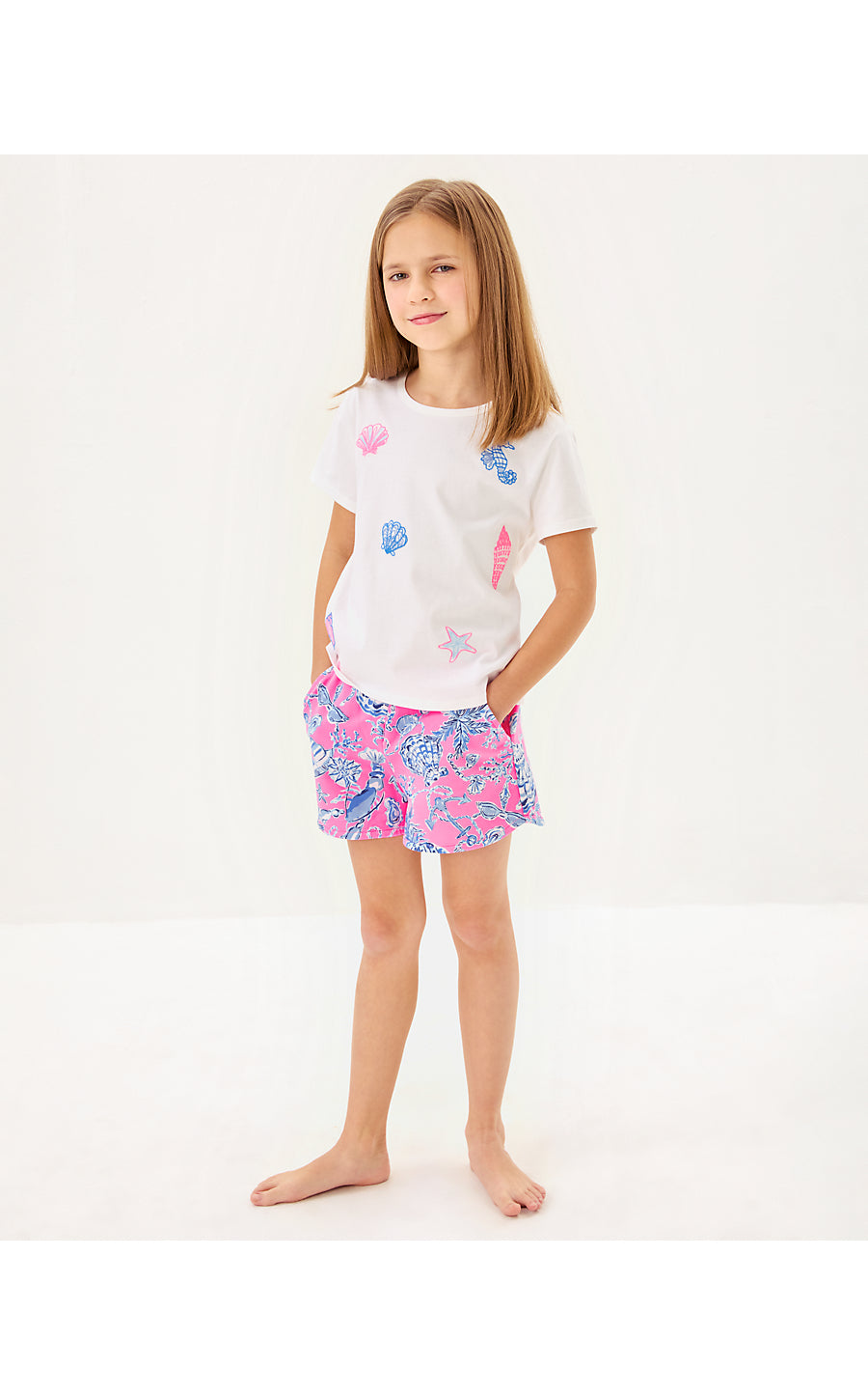 MINI RALLY TEE - MULTI - COOL AS SHELL EMBROIDERY CHILDRENS