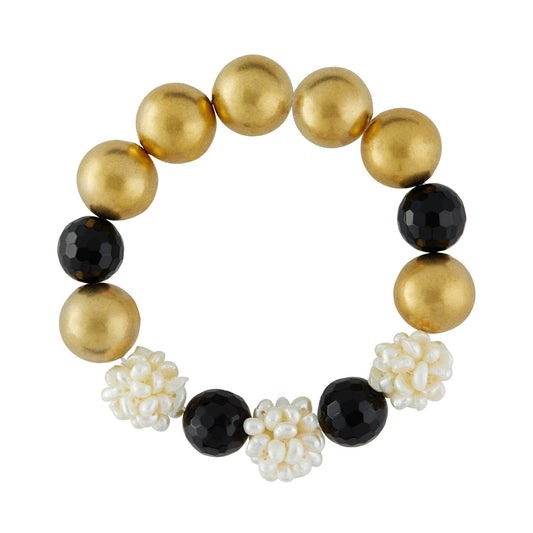 Margaret Bracelet - Onyx/Pearl Cluster