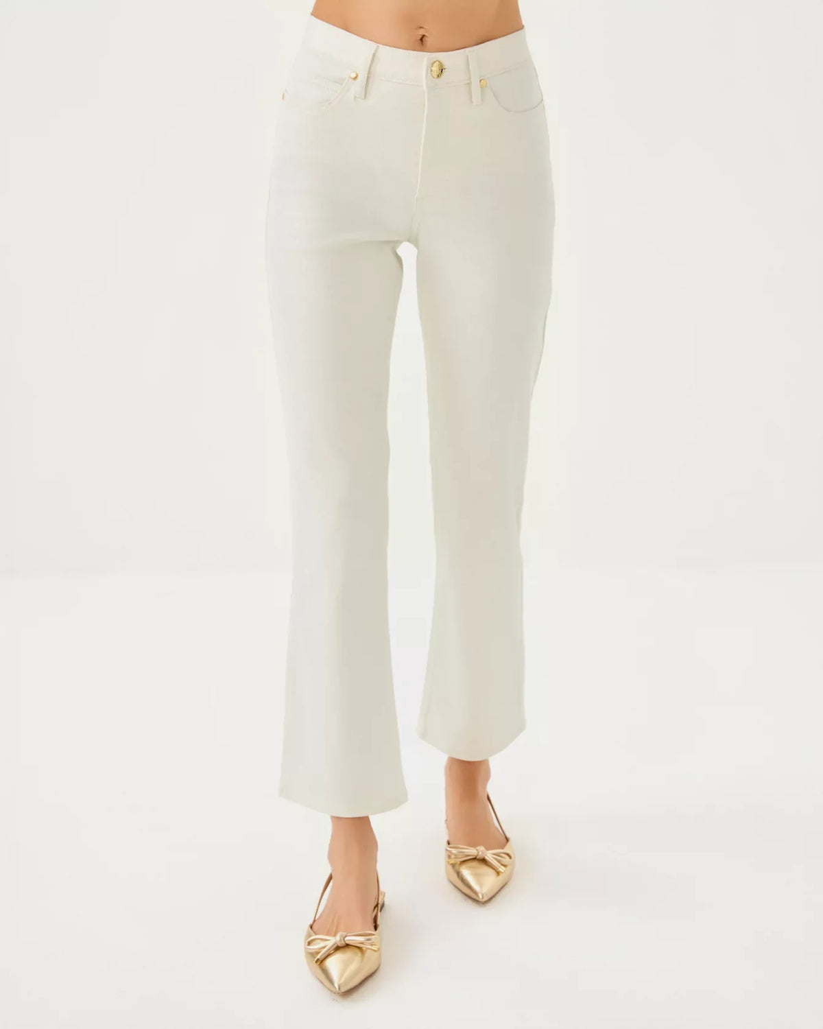 LIZA SHIMMER CROP FLARE - COCONUT METALLIC