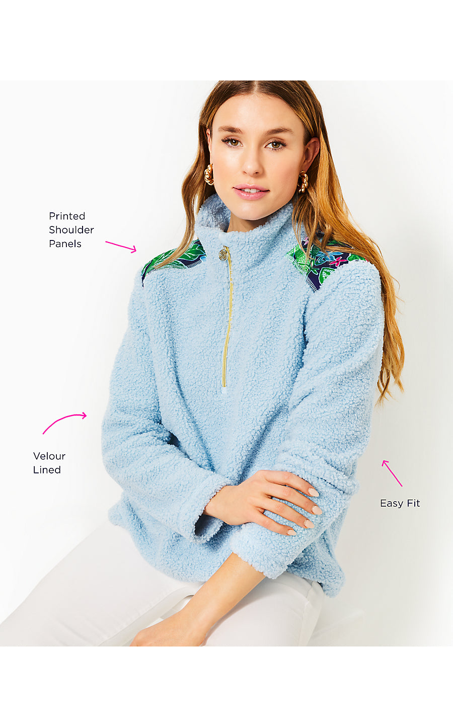WALLEN SHERPA HALF ZIP - BONAIRE BLUE