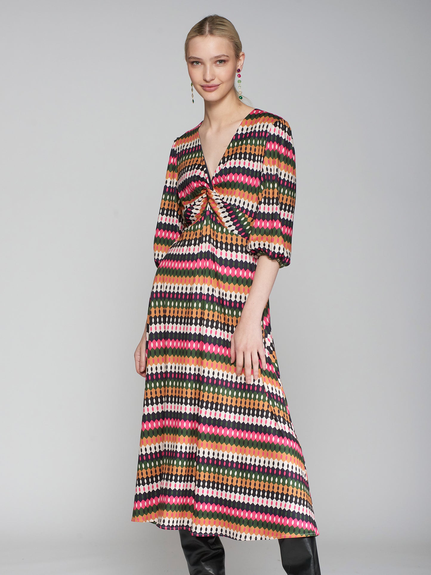 VESTIDO CAROLINA PUNTO ESTAMPADO GEOMETRICO DRESS