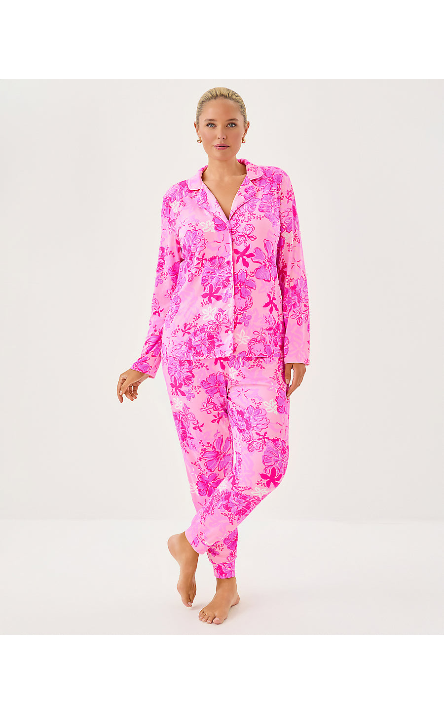 PJ KNIT LS BUTTON-UP TOP - PARIGI PINK - SUPPORTING SQUAD