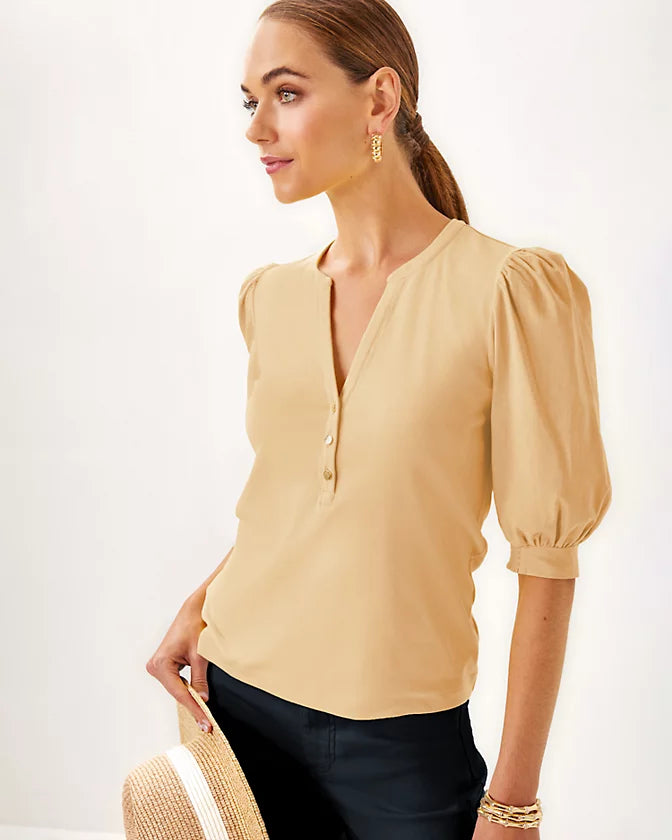 RONSON KNIT TOP - WICKER TAN