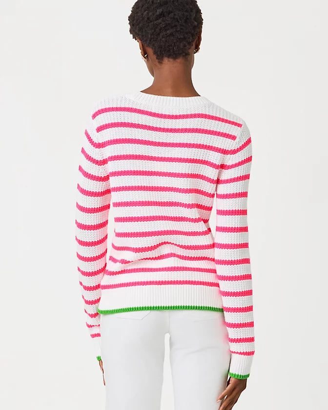 JOVIENNE SWEATER - RESORT WHITE - SHINE BRIGHT STRIPE