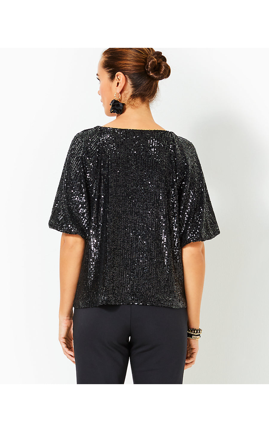 CRESSIDA KNIT TOP - NOIR - TREASURE BOX SEQUIN KNIT