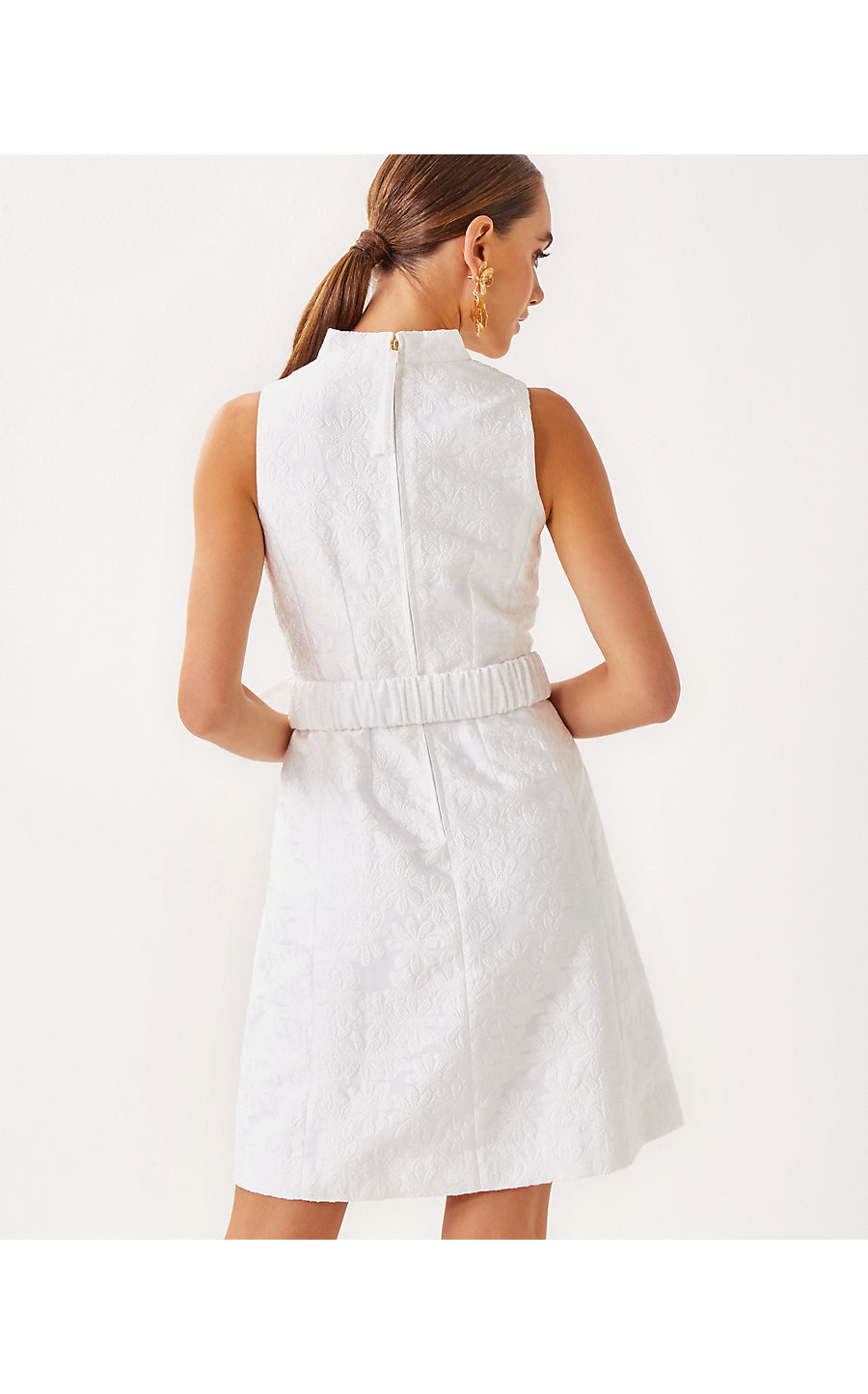TAZIE DRESS - RESORT WHITE - PEONY BLOOM ORGANZA JACQUARD