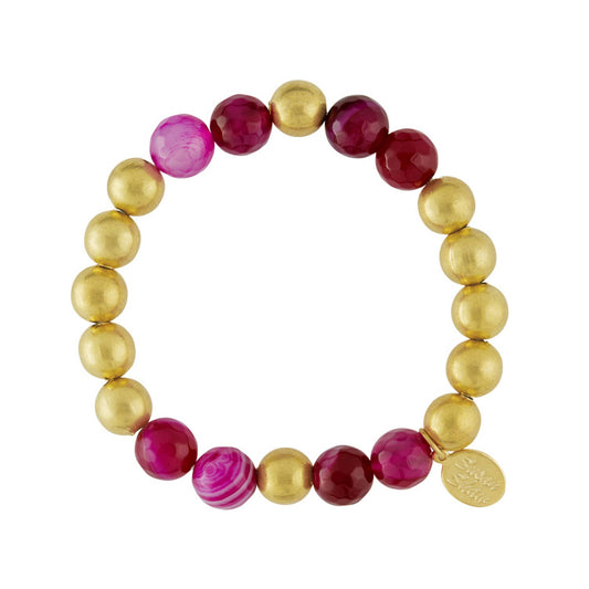 Margaret Mini Stone Bracelet -  Fuchsia Agate