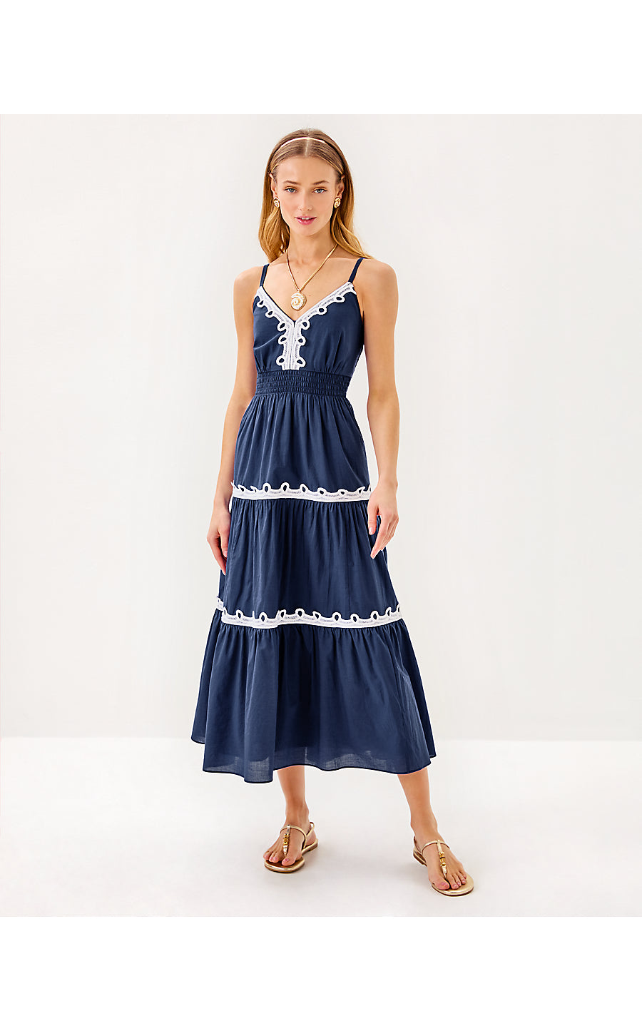ZANNA COTTON MIDI DRESS - SAPPHIRE POOL