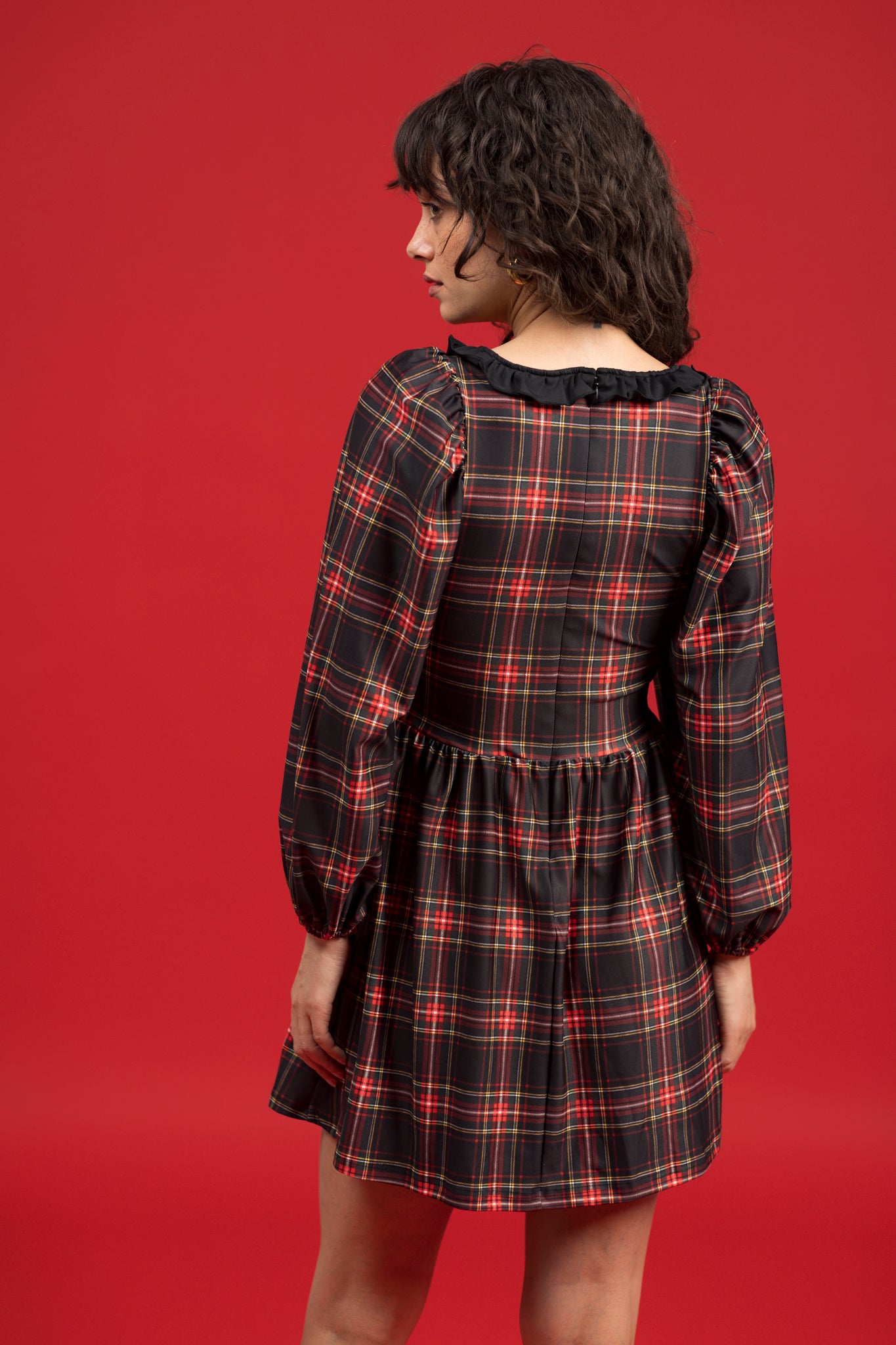 THE BEATRICE RUFFLE DRESS - YULETIDE PLAID