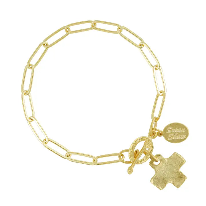 CROSS PAPERCLIP BRACELET - GOLD