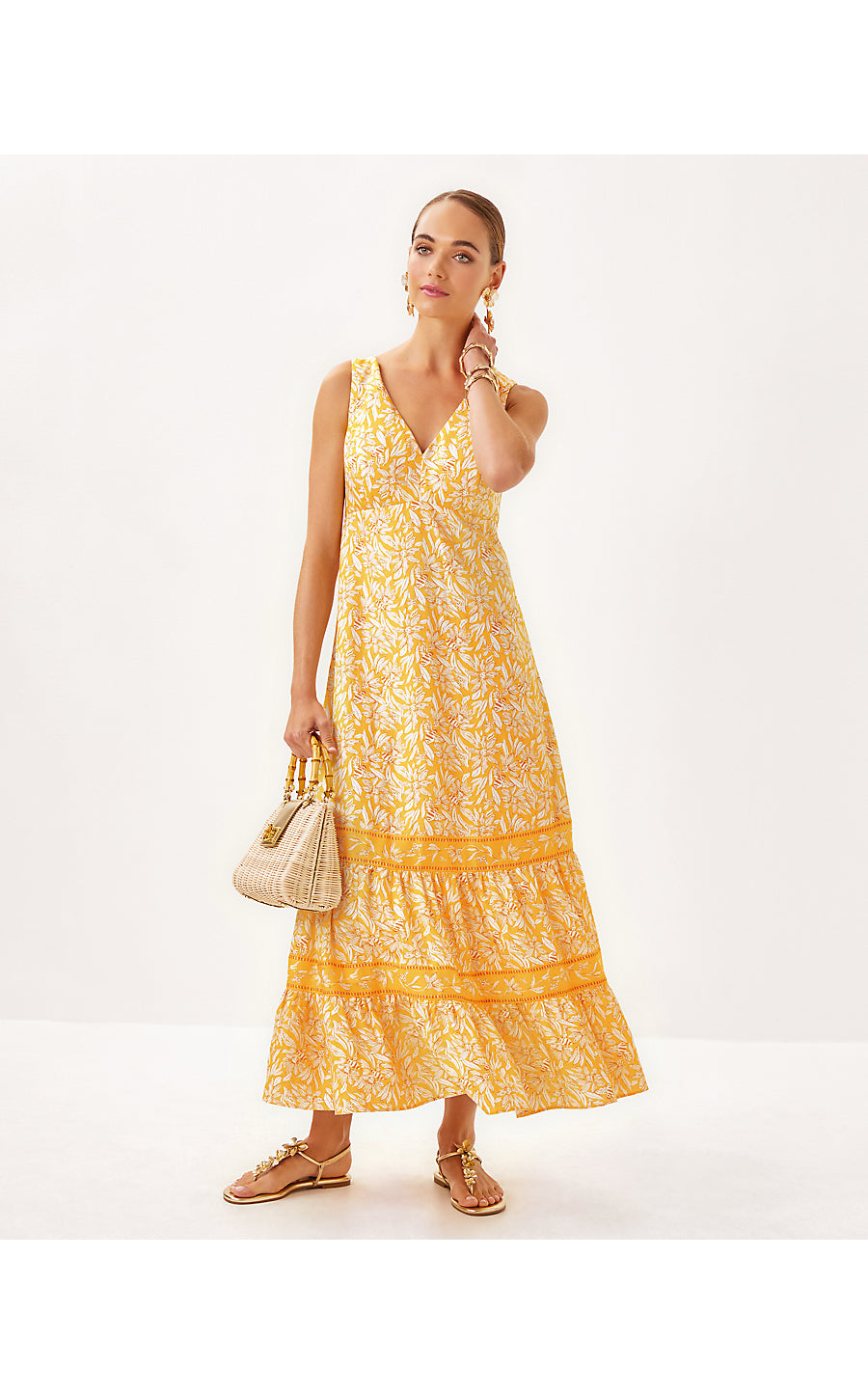 AVLYN MAXI DRESS - HONEYCOMB - HIDEAWAY HONEYCOMB ENGINEERED WOVEN DRESS