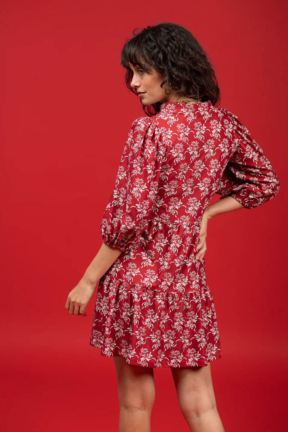 Tory Dress Ribbon Bouquet Red