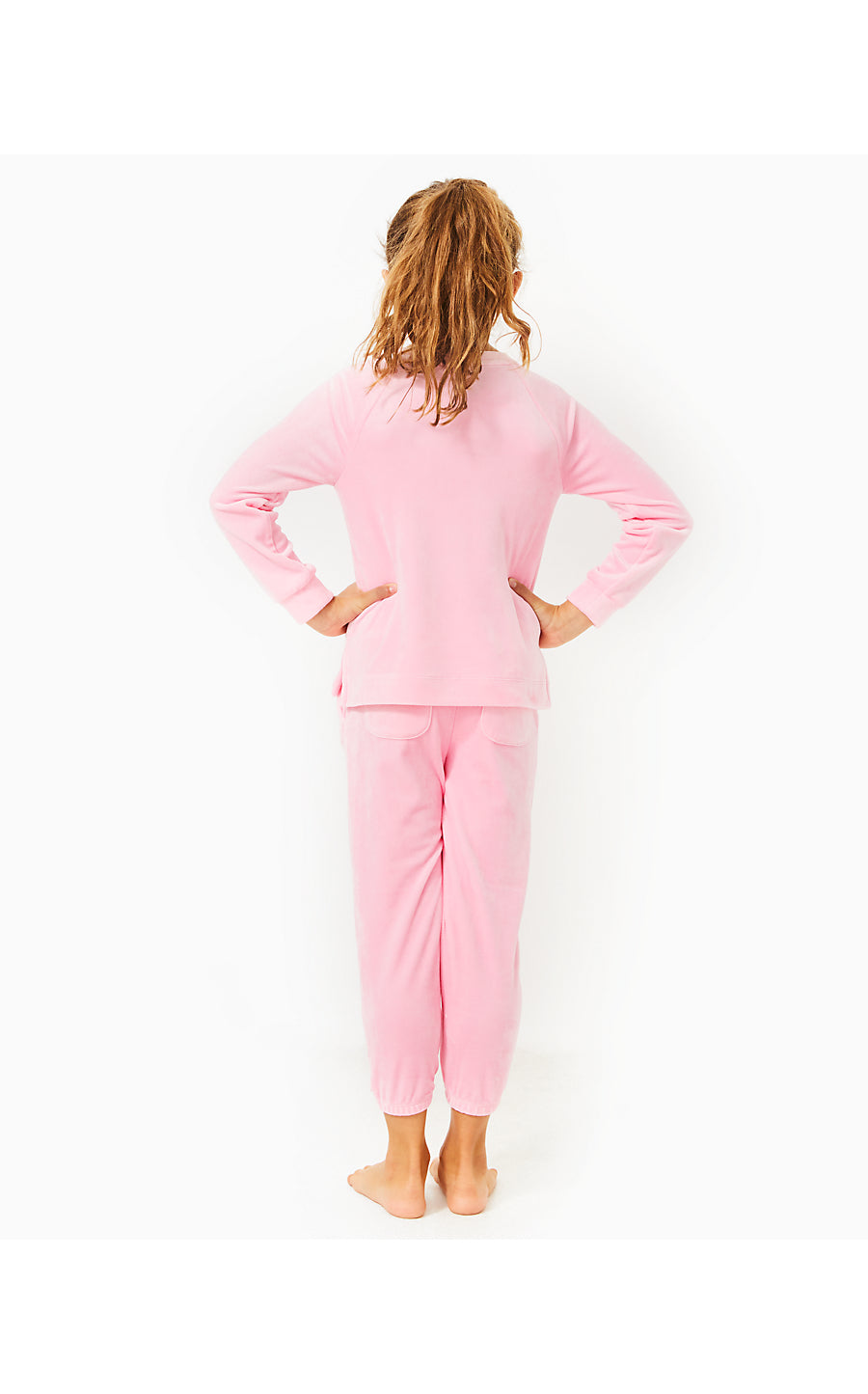 MINI MALLIE VELOUR PANT - CONCH SHELL PINK