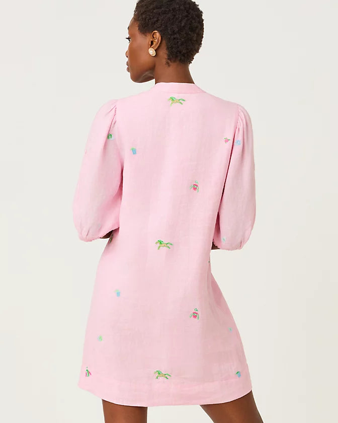 MIALEIGH LINEN DRESS - CONCH SHELL PINK