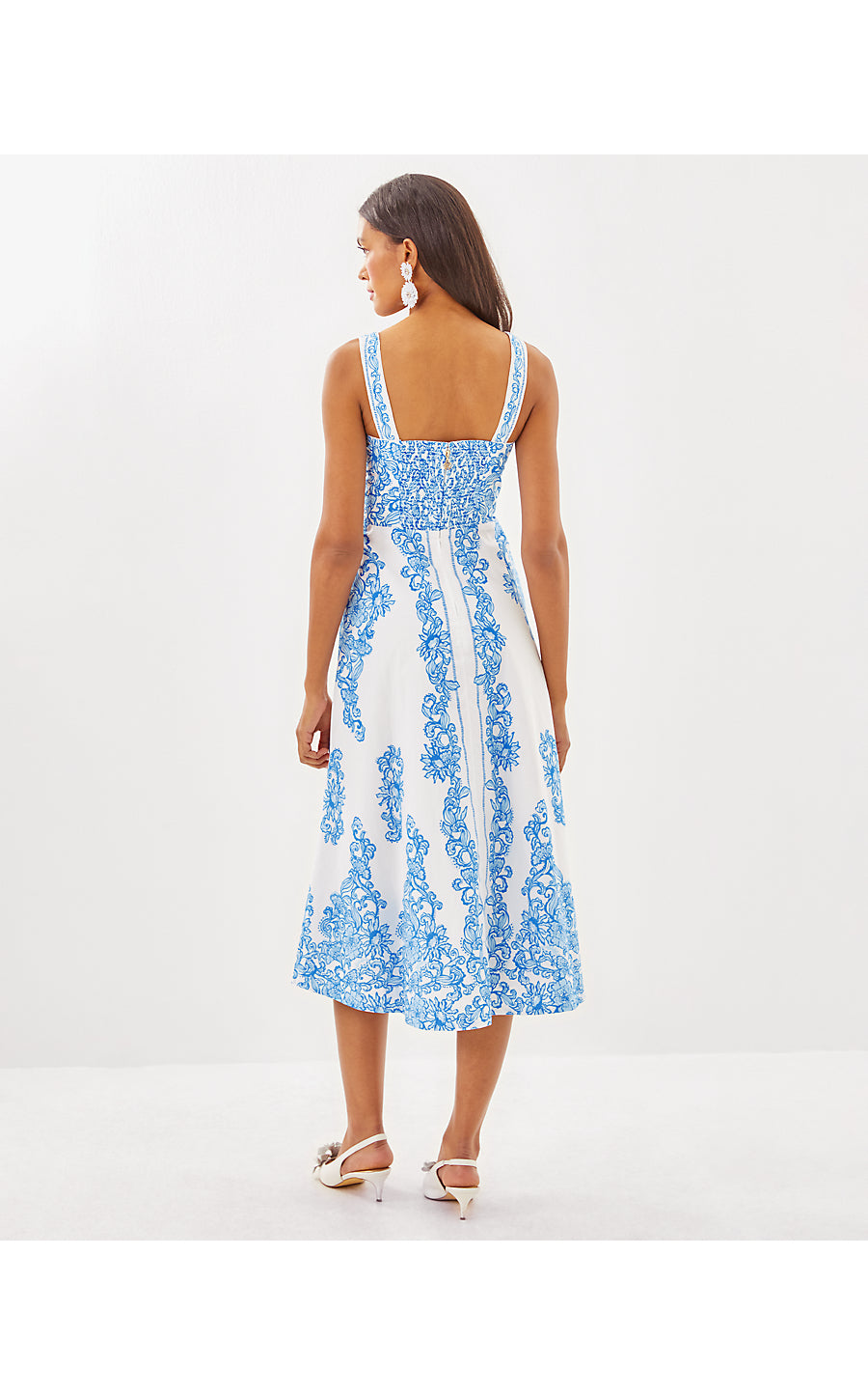 MAELLA MIDI DRESS - RESORT WHITE - SUNNY SIDE UP ENGINEERED WOVEN DRESS