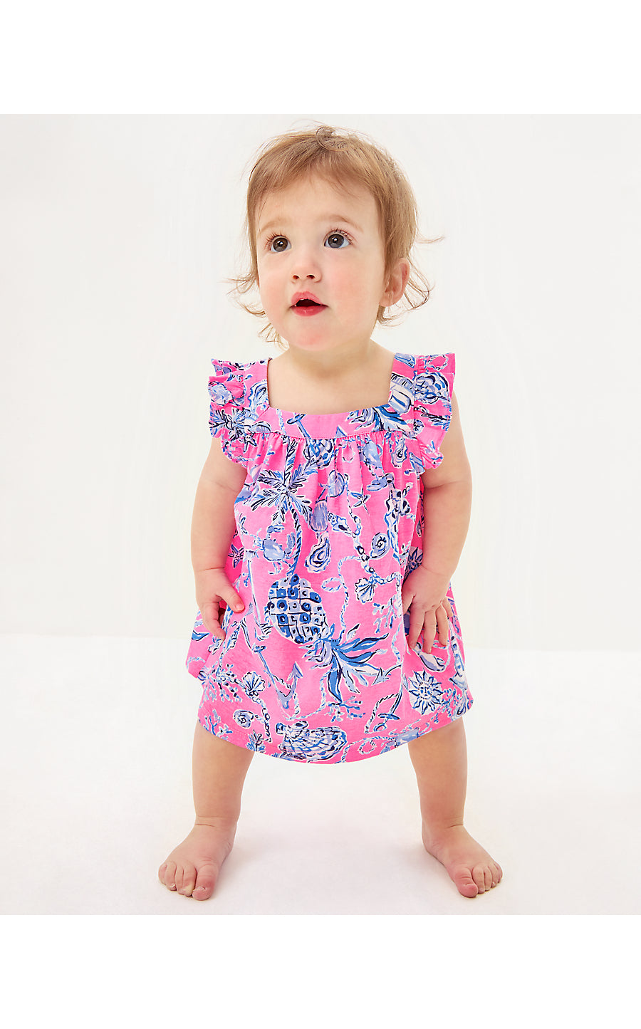 PLUMERIA INFANT DRESS - ROUSSEAU PINK - BAREFOOT BEACHCOMBERS