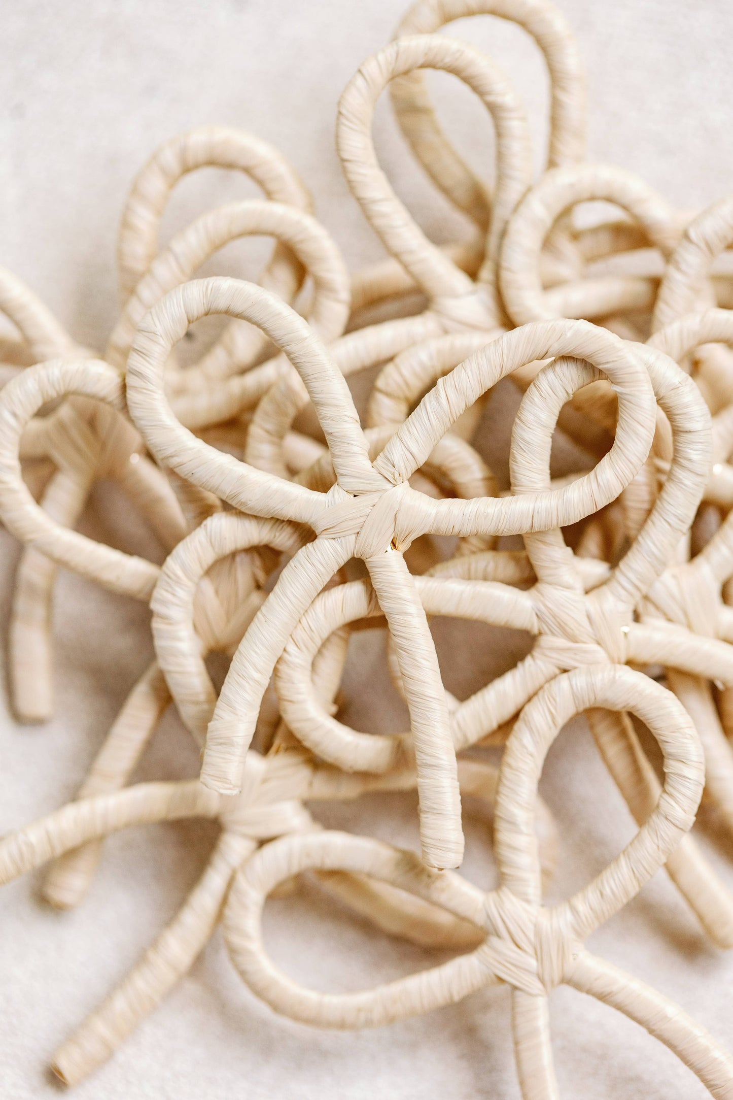 St Armands Designs of Sarasota - Natural Raffia Wrapped Bow Statement Earrings