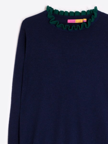 KNITWEAR JERSEY VOLANTES NAVY GREEN