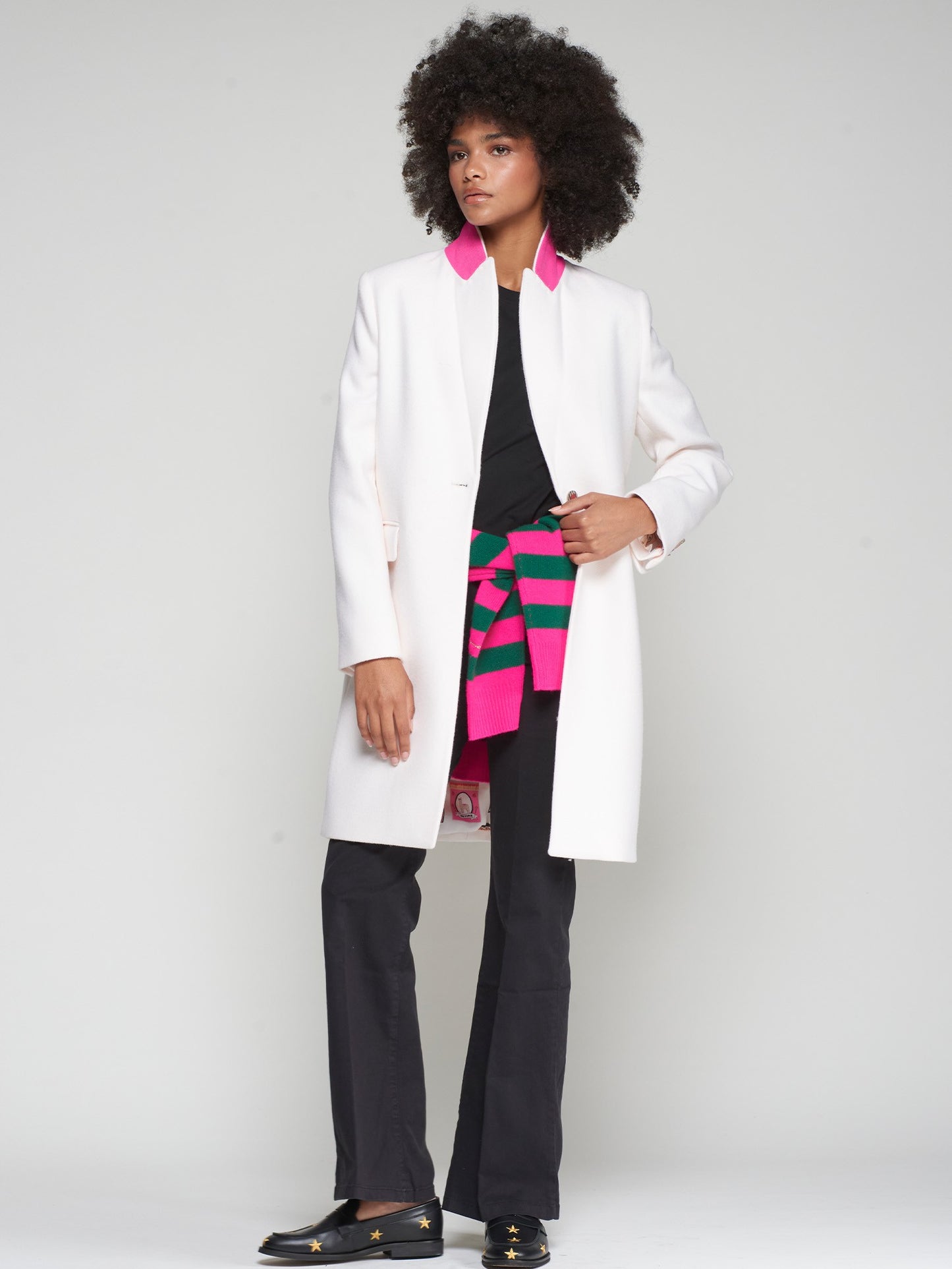ECRU COAT WITH CONTRAST COLLAR/COAT ARICIA CRUDO LANA