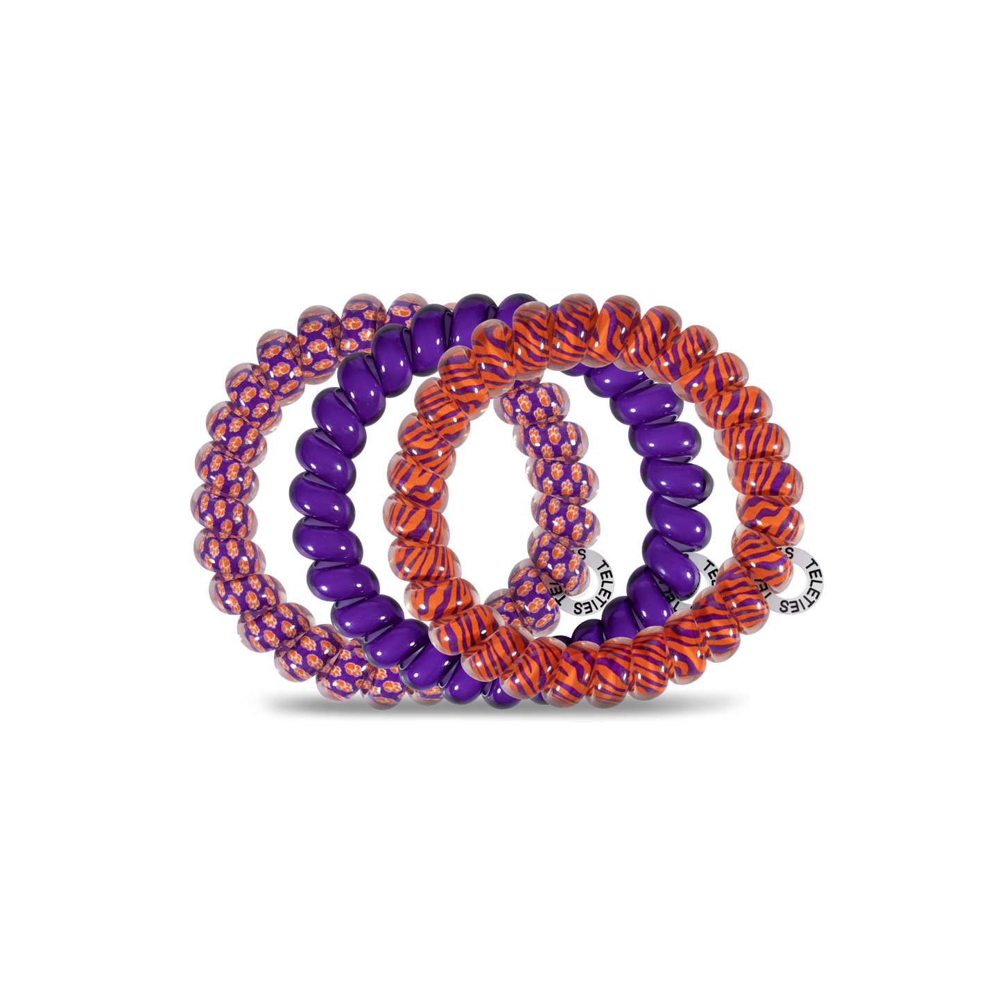 TELETIES - Spiral Hair Coils | Large | Clemson Univ. Hair Ties