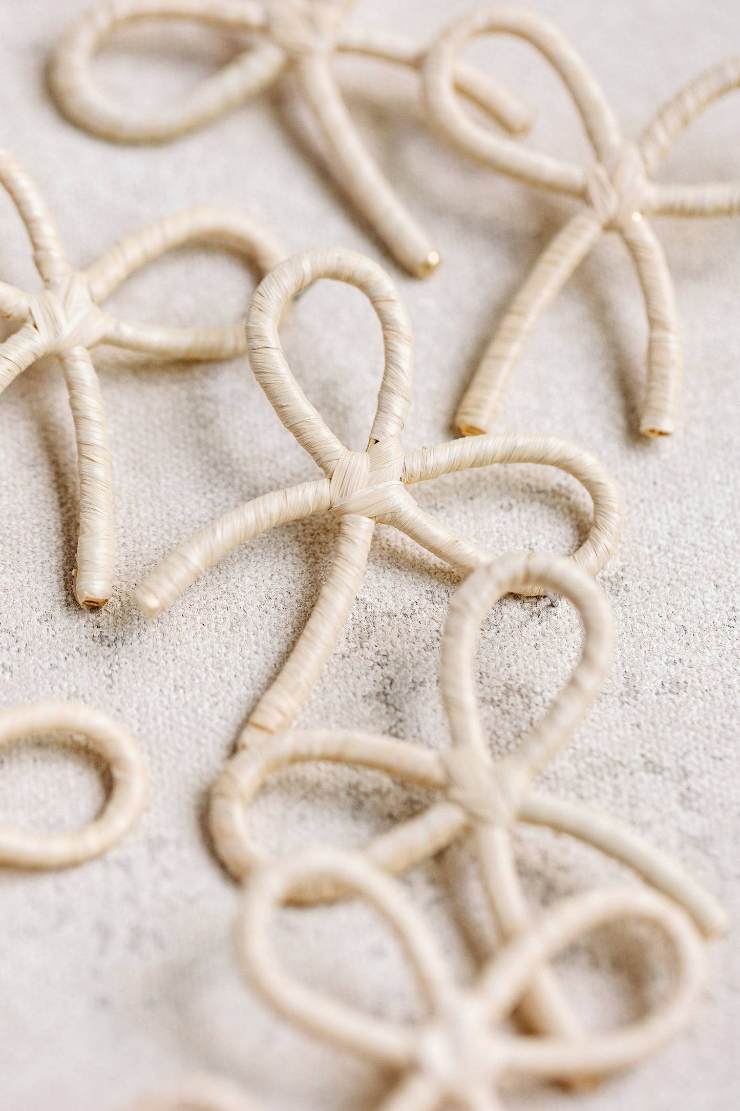St Armands Designs of Sarasota - Natural Raffia Wrapped Bow Statement Earrings