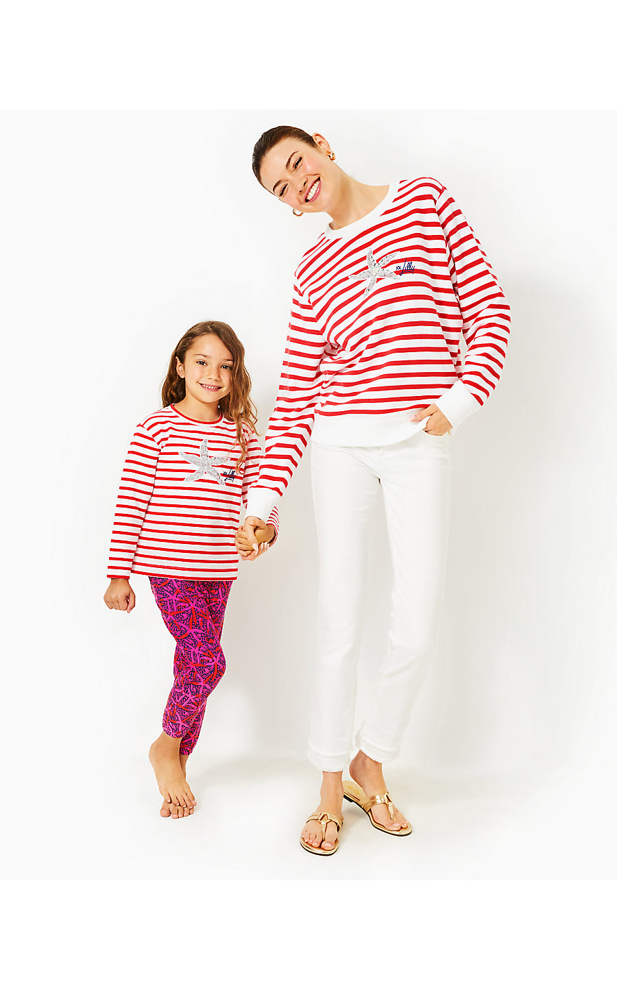 MINI BALLAD SWEATSHIRT - ROCOCO RED - COASTAL STRIPE STARFISH EMBELLISHMENT CHILDRENS