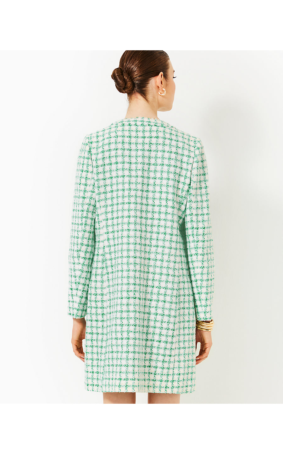 KAYLOR BOUCLE JACKET - FIDDLE LEAF GREEN - WINDOWPANE BOUCLE