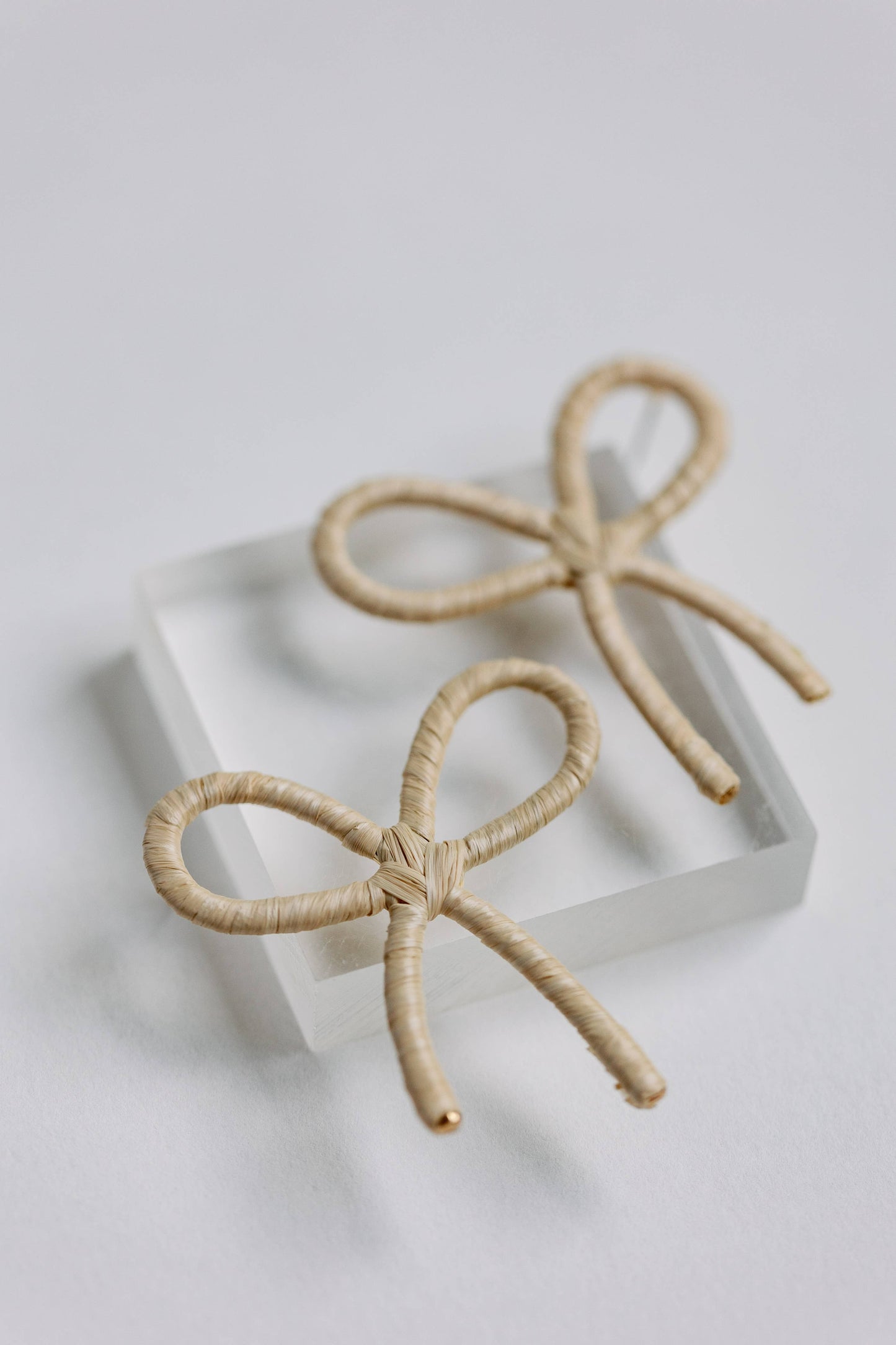 St Armands Designs of Sarasota - Natural Raffia Wrapped Bow Statement Earrings